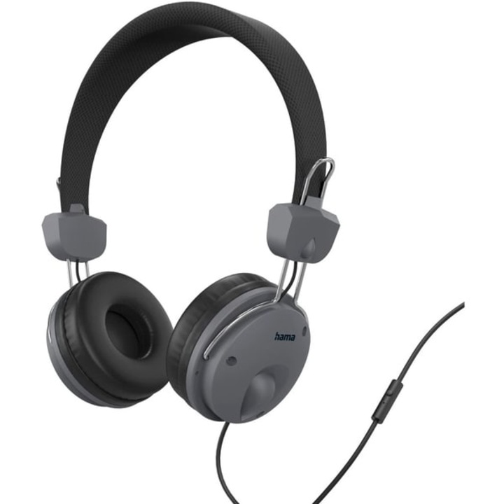 Casti HAMA Fun, cu Fir, On-ear, Microfon, Negru-Gri