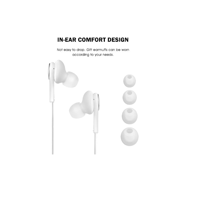 Casti pentru telefon Samsung AKG, mufa Jack 3.5mm, buton pentru volum si microfon, Alb