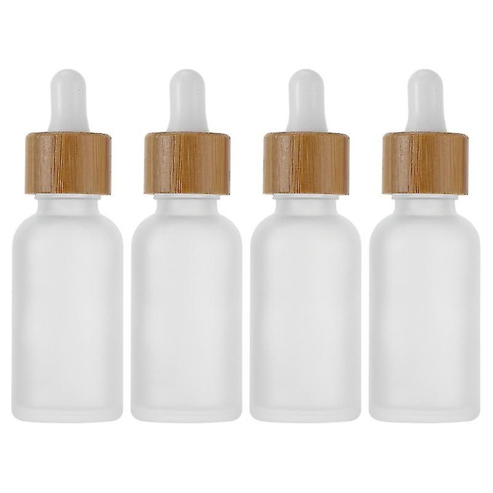 Комплект от 4 бутилки от 30 ml и капки, Woodgrain hollows, Стъкло, Прозрачен