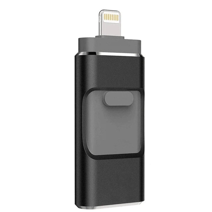 USB памет, 256GB, Smart, 3 в 1 с USB 3.0, Micro USB и Apple Lightning, Черен