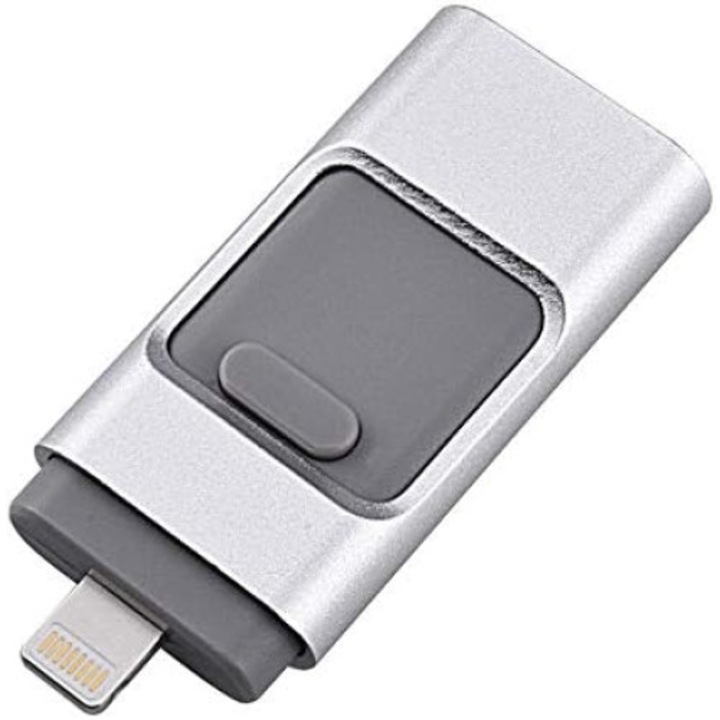 Стик памет 128GB, Smart 3 в 1 с USB 3.0, Micro USB и Apple Lightning, сребрист