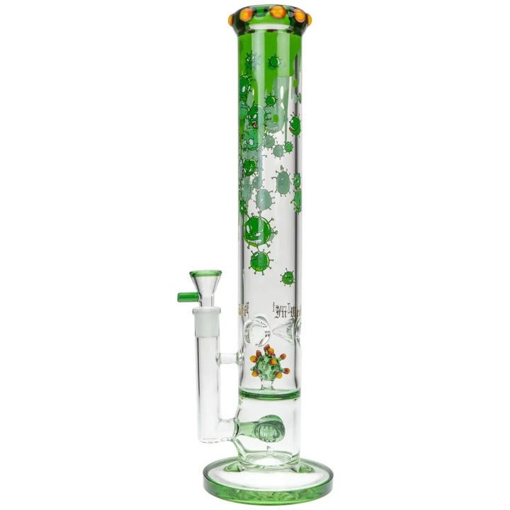 Bong Black Leaf Invaders by Sly pentru tutun cuburi gheata plante, transparent, sticla foarte rezistenta la caldura, 39cm