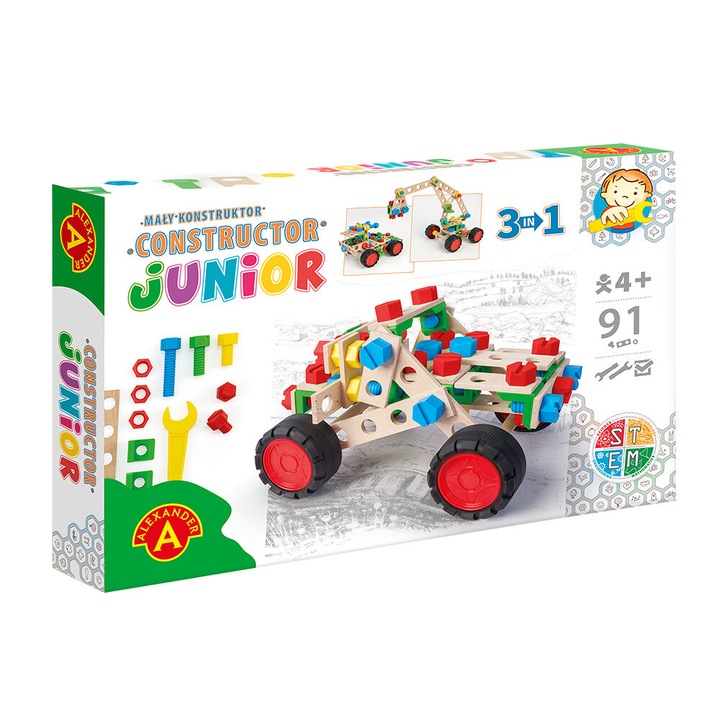 Joc Constructor Junior - Off road vehicle, 91 piese, joc STEM, 4+