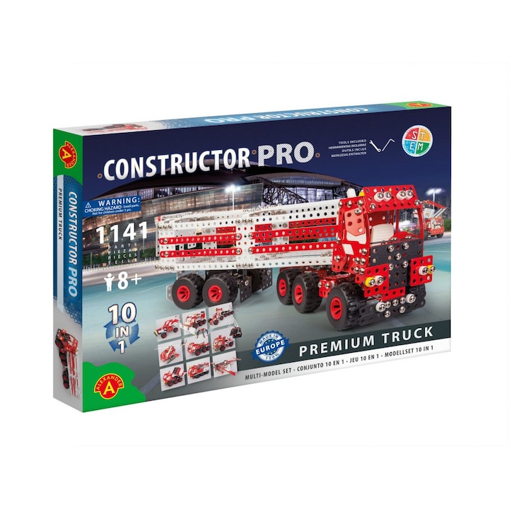 Joc Constructor PRO - Premium Truck, 10in1, 1141 piese, joc STEM, 8+