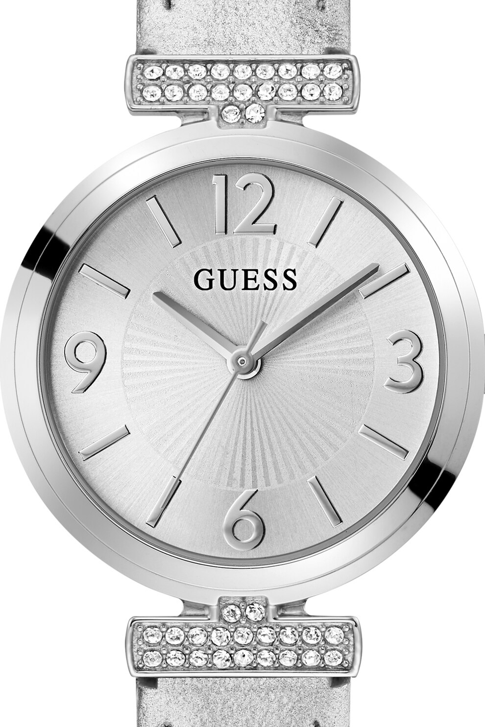 Guess, Часовник с кожена каишка, Сребрист - eMAG.bg