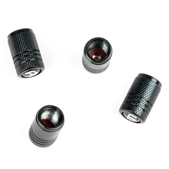 Set 4 capacele din aluminiu pentru ventil valva roti, negre