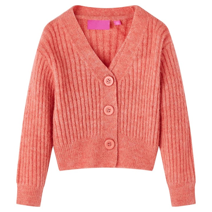 Cardigan fete, Zakito Europe, poliester, maneci lungi, decolteu in V, roz, 116 cm, 5-6 ani