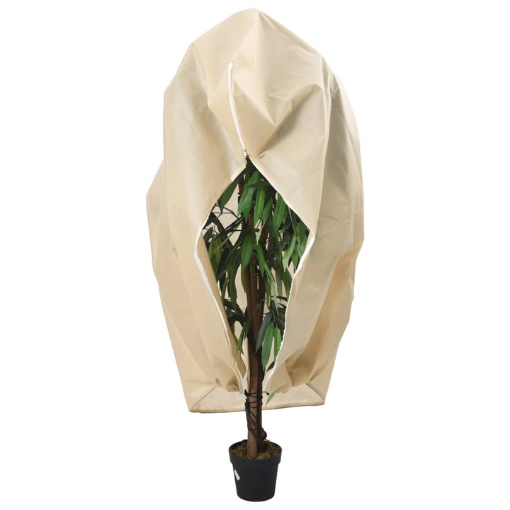 Set huse de plante din fleece cu fermoar vidaXL, 4 buc., 70 g/m², 1, 2x1, 8 m, 0.68 Kg, Bej