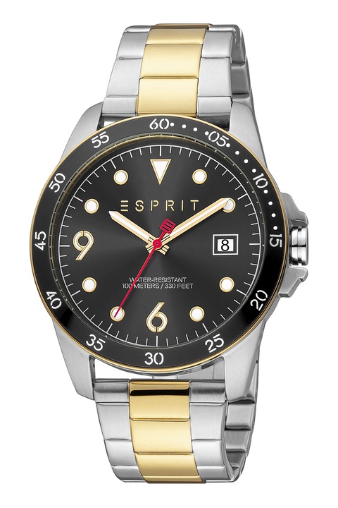 Esprit, Часовник от неръждаема стомана с двуцветен дизайн, Сребрист, Златист