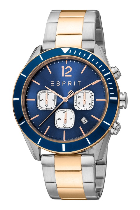 Esprit, Часовник от неръждаема стомана с двуцветен дизайн, Сребрист, Златист