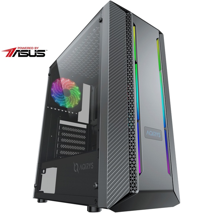 Sistem Desktop PC Serioux Powered by ASUS cu procesor AMD Ryzen™ 5 2400G pana la 3.9 GHz, 16GB DDR4, 512GB SSD M.2, PULSE AMD Radeon™ RX 6600 8GB GDDR6, No OS, Black