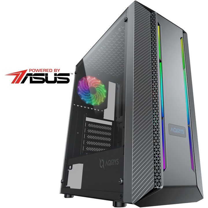 Настолен компютър Serious Gaming, Powered by ASUS, AMD Ryzen™ 5 2400G, 16 GB DDR4, 500 GB SSD, ASUS Dual Radeon™ RX 6600, 8 GB GDDR6, No OS, Black