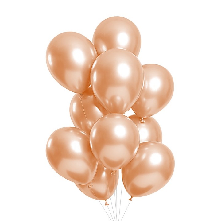 Set 25 baloane Latex Chrome 30cm, Rose Gold, Sidefate, Ropet