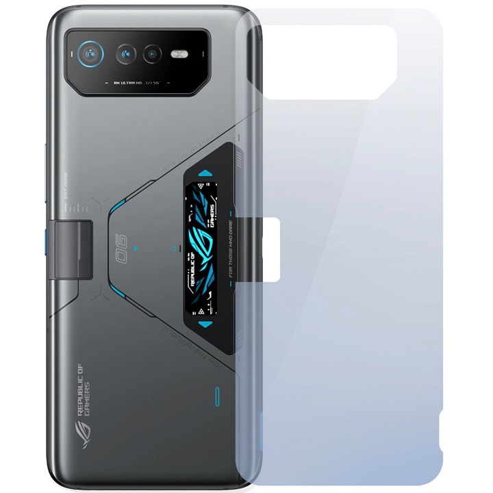 Фолио InvisibleBack, съвместимо с Asus ROG Phone 6D Ultimate, Защита на задния капак, Силиконов полимер, Премиум лепило, Лесен монтаж, Без течност, Регенерируем, Пълно лепило