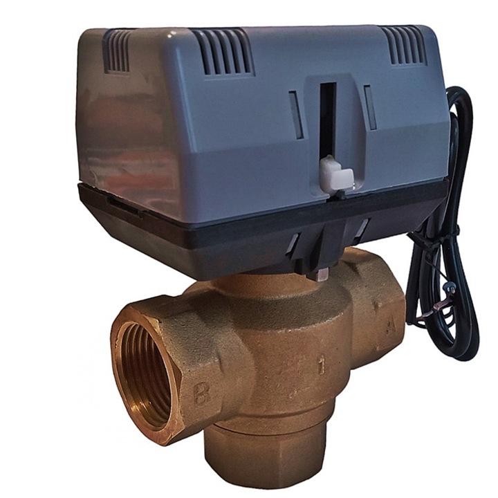 3-пътен превключващ вентил - 1", със ON/OFF сервомотор 220V/50Hz, Daver