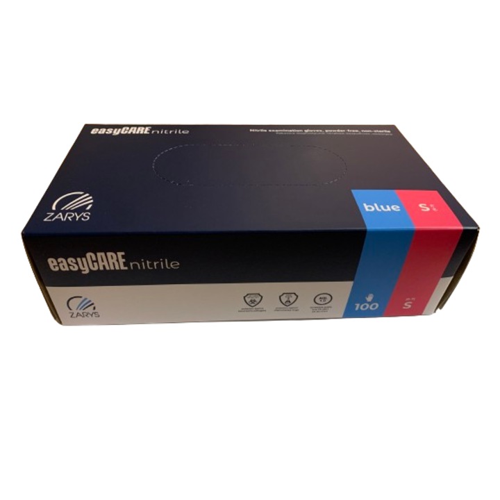 Set 100 manusi examinare nitril, easyCARE, nepudrate, albastre, marimea S