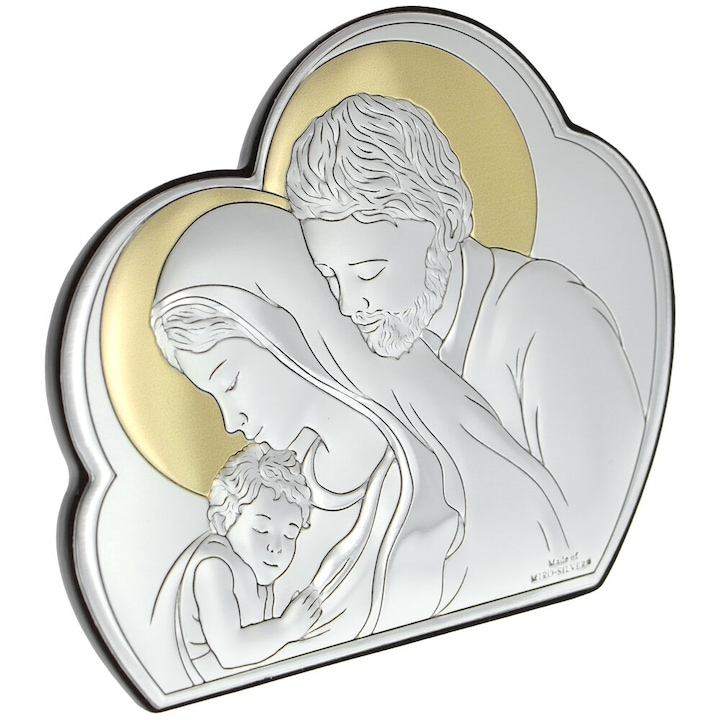 A Szent Család ezüst ikonja 11 cm-es felhővel