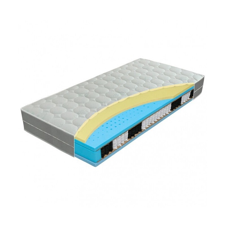 Saltea cu arcuri individuale PAN MATERAC Airy Hybrid Visco, 7 zone de rigiditate, 120x200 cm