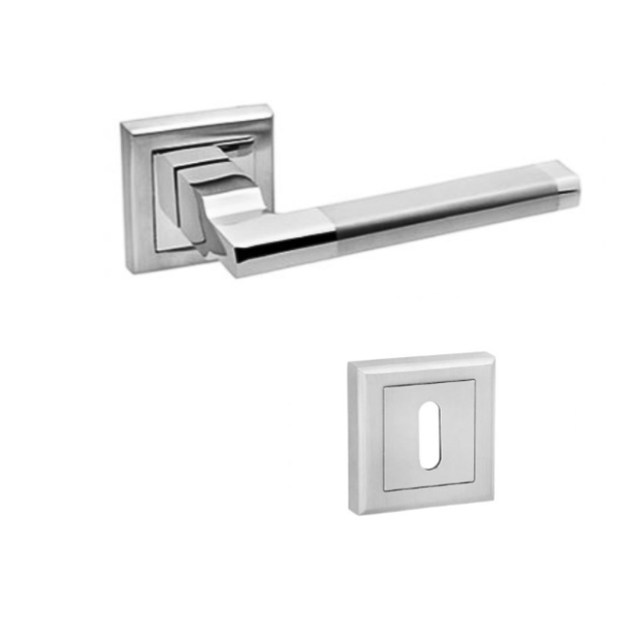 Maner usa interior, PIANA, rozeta cheie, satin-crom