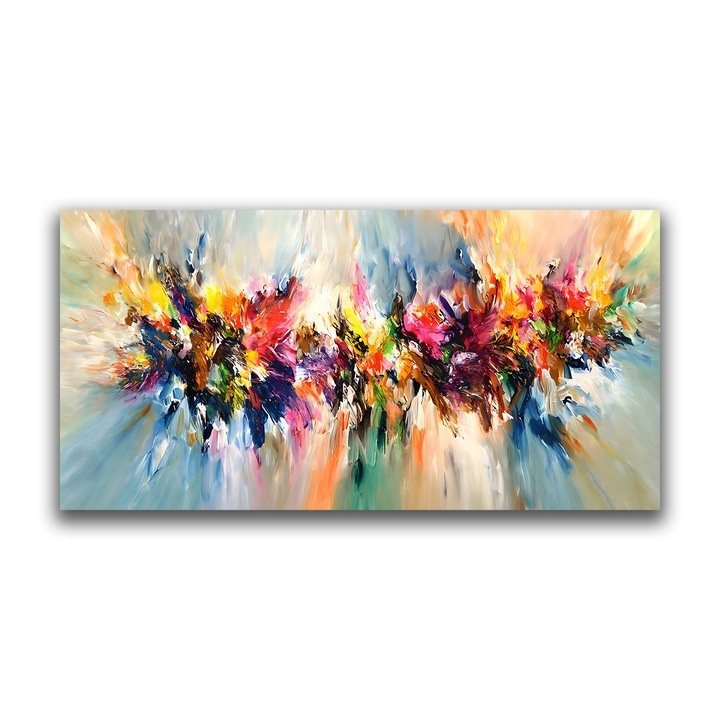 Картина на платно, LuxCanva B1073, Танц на цветовете, 50 X 100 CM, 100% памучно платно 400g/m2, Дървена рамка, Декоративна, Спалня, Цветове, Всекидневна, Щастие, Живи цветове