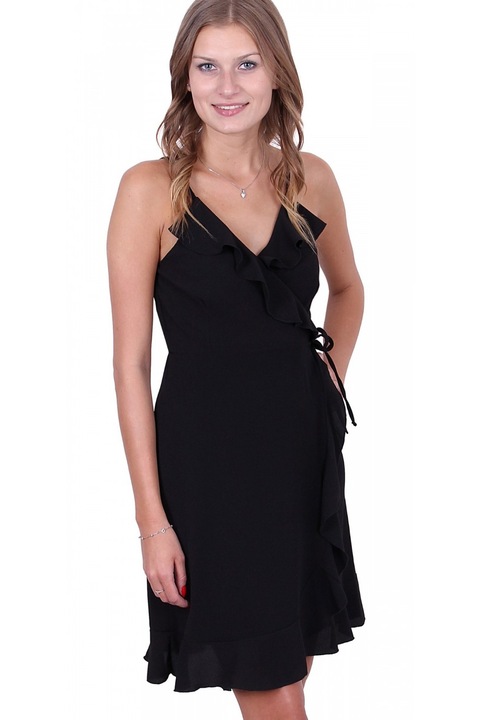 Rochie mini neagra cu volane John Zack