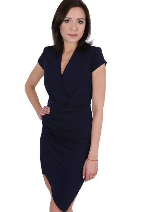 Rochie asimetrica albastru marin JOHN ZACK, M INTL