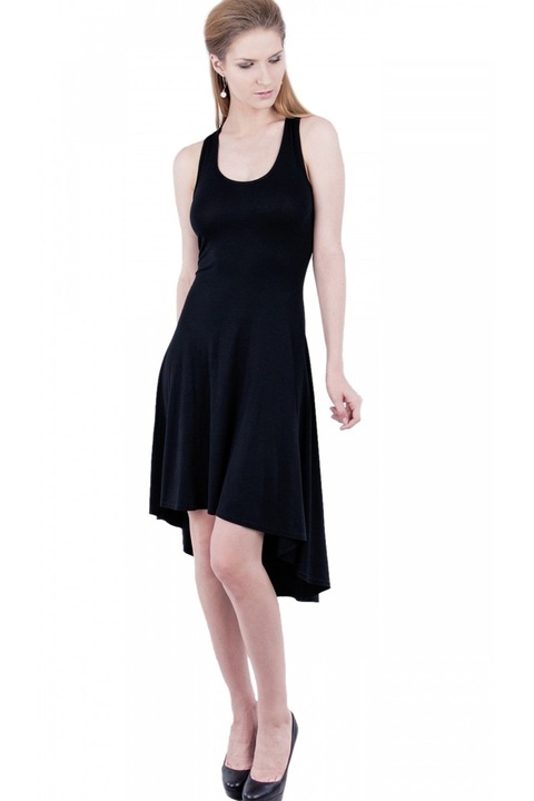 Rochie midi asimetrica neagra John Zack