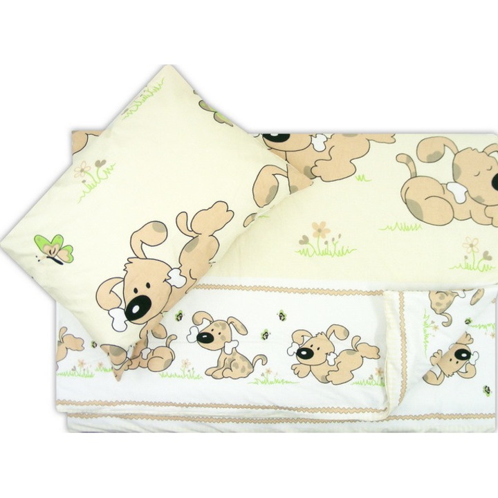 Fata de perna si plapuma din bumbac catelusul 100x135cm, 40x50 cm