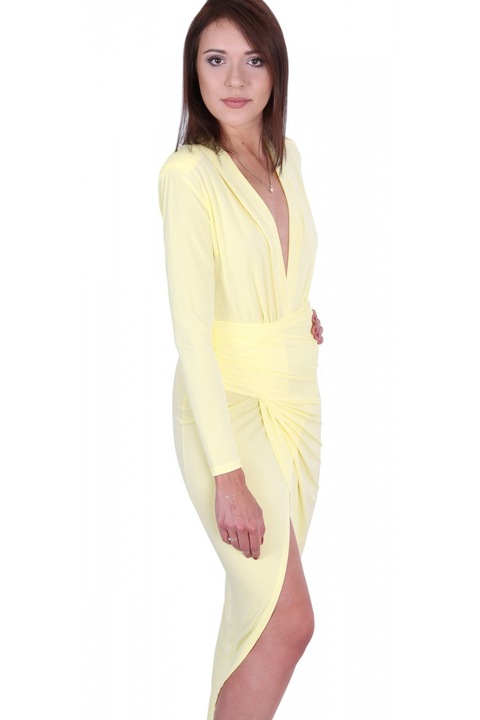 Rochie maxi drapata John Zack Lemon, L INTL