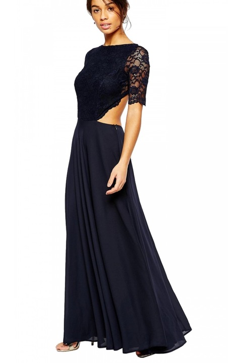 Rochie maxi eleganta albastru marin John Zack, XL INTL