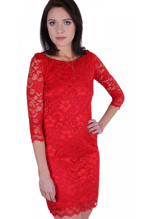 Rochie mini din dantela rosie John Zack, L INTL