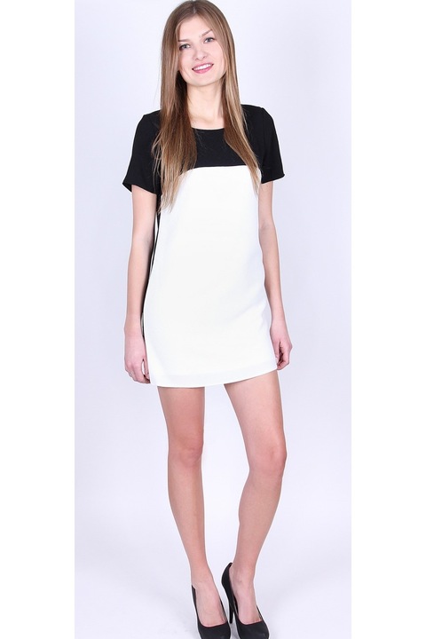 Rochie mini clasica crem si neagra John Zack