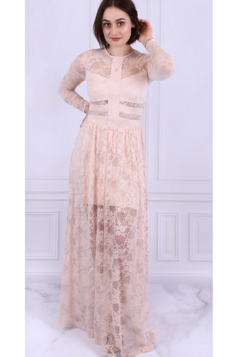 Rochie maxi din dantela roz John Zack, M INTL