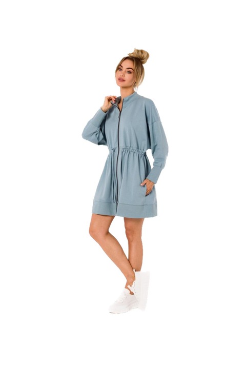 Rochie cu fermoar si decupaje in spate, Verde, 2XL-3XL