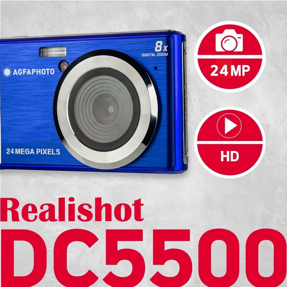 Camera foto digitala AgfaPhoto DC5500 24MP HD 720p, Albastru eMAG.ro