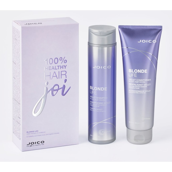 Joico Blonde Life Violet csomag: sampon 300 ml + kondicionáló 250 ml a hidegszőke ápoláshoz