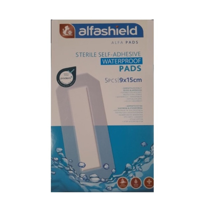 Plasturi cu tifon steril, ALFA, autoadezivi, rezistenti la apa, 5buc, 9x15 cm