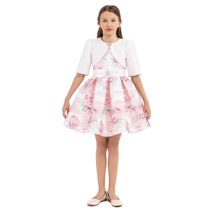 Rochita Inflorata Fetite, Pamina - Eleganta, cu Bolero, 33248, Roz