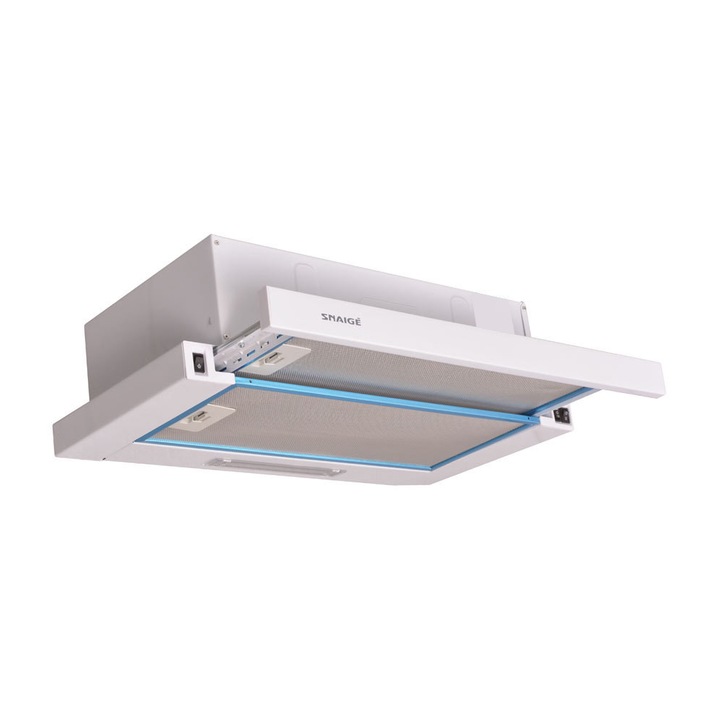 Hota de bucatarie cu montaj sub dulap Berdsen BE-52A, 52cm, alb, iluminare LED, 3 viteze, 380 m3/h