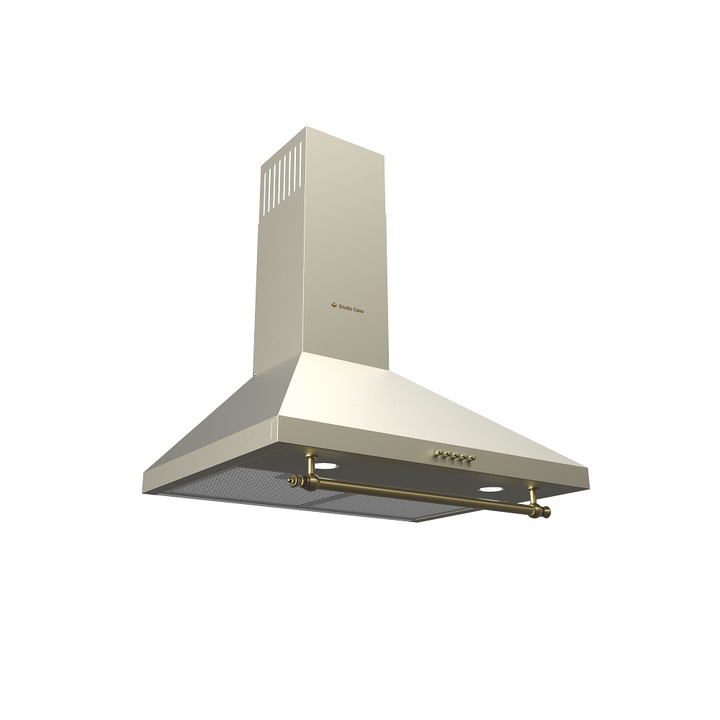 Декоративен аспиратор Studio Casa Onda Beige Turbo, 60 см, 1 Tubo Motor, Всмукателна мощност 680 m3/h, Бежов