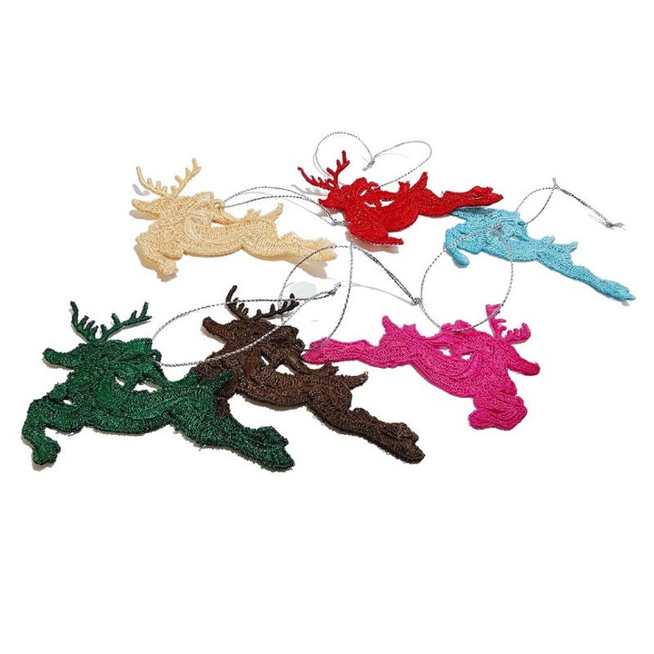 Ornament brad brodat Ren Ariale, verde