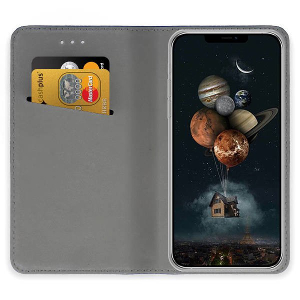 Husa compatibila cu Apple iPhone 12, COMANDO Flip Magnet, Piele ecologica, Tip carte portofel, Protectie completa, Aderenta sigura, Negru