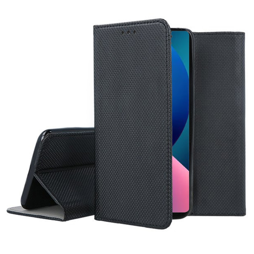 Husa compatibila cu Apple iPhone 13 Mini, COMANDO Flip Magnet, Piele ecologica, Tip carte portofel, Protectie completa, Aderenta sigura, Negru