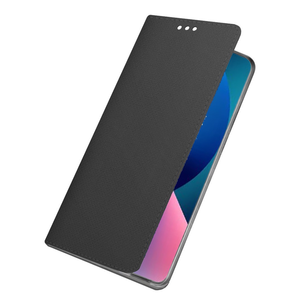 Husa compatibila cu Apple iPhone 13 Mini, COMANDO Flip Magnet, Piele ecologica, Tip carte portofel, Protectie completa, Aderenta sigura, Negru