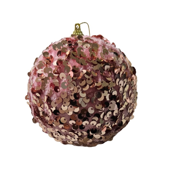 Glob decor cu paiete roz, 10 cm