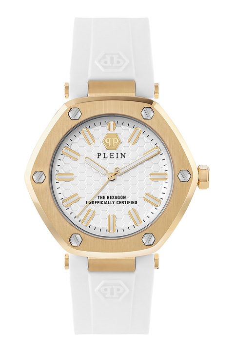 Philipp Plein, Ceas hexagonal cu o curea din silicon, Alb