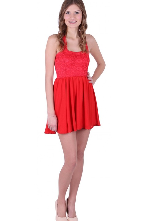 Rochie mini din dantela rosie, John Zack