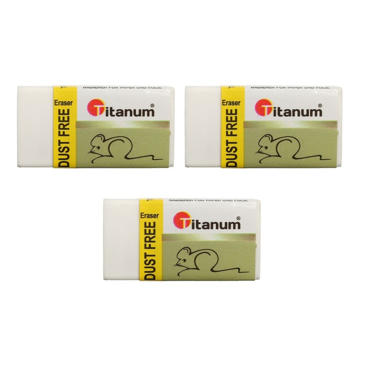 Guma de sters Titanum, 36x20mm, set 3 bucati