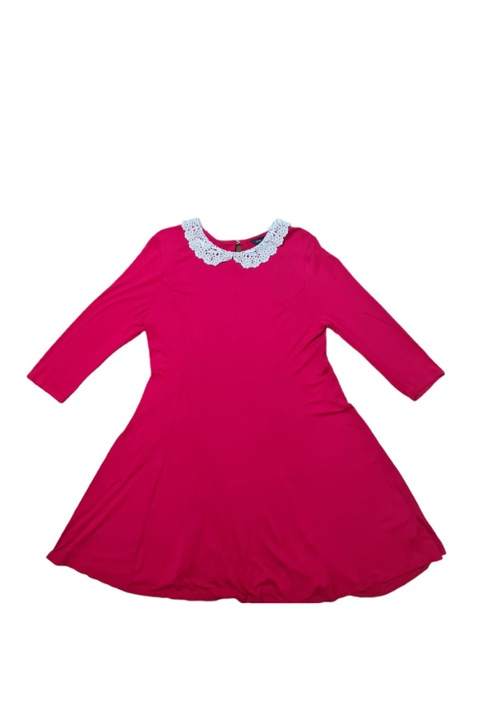 Rochie New Look, rosie cu dantela la guler, 46