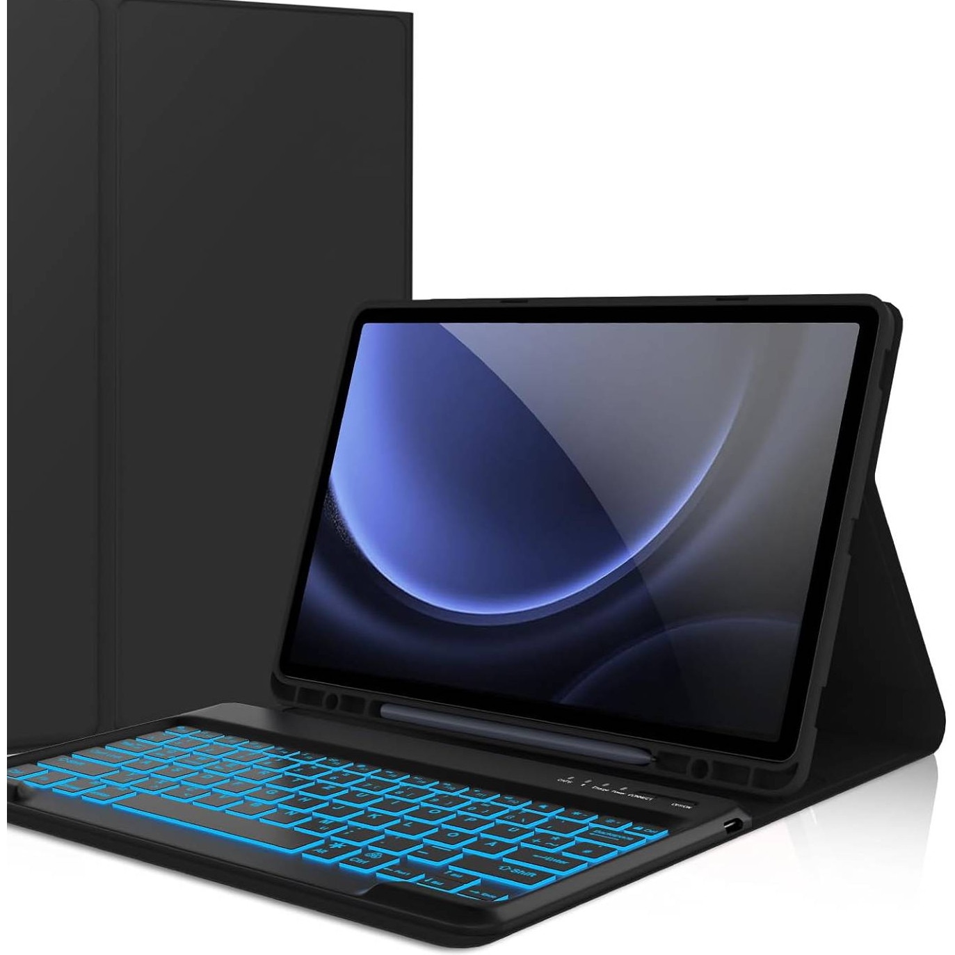 Husa cu tastatura iluminata pentru Samsung Galaxy Tab A11 Plus / A9+ Plus 11 inch negru
